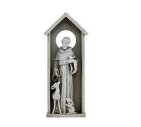 Christian Brands Avalon Gallery Garden Décor - Saint Francis Stone-Resin Indoor/Outdoor Catholic Wall Plaque, 8" Tall, Grey