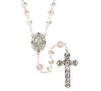 Christian Brands Catholic Rosaries - Fiori Divini Rosary Hand-Painted Ceramic Floral Beads, 21.75" Long, Metal Ceramic, No Gemstone