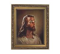 Christian Brands Inspirational Print The Head of Christ-Sallman, 13-Inch, Ornate Gold Frame