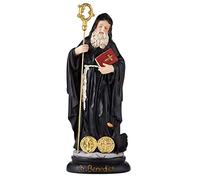 Christian Brands St. Benedict Statue for Home Decor, Shelf and Mantle Decoration, Saint Figurine Holding Bible and Crozier, Religious Gift 8 Inches