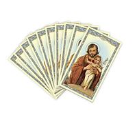 Christian Brands St Joseph with Child Prayer Card Novena 10 Pack | Approx. 6 x 10.6 cm cardstock, with novena to St Joseph on the back, ideal for daily devotion & gifts.