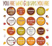 Christian Bulletin Board Decorations Set Motivational Quote Cutout God Says You are Fall Christian Classroom Wall Decorations Autumn Plaid Bulletin Board Set for Sunday School Home Church Supplies