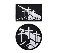 Christian Calvary Cross Morale Applique 2-Pack Patch Set, Woven, Hook & Loop Fastener/Backing, Tactical Accessory for Clothing-Jackets-Hats-Backpacks