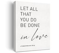Christian Canvas Wall Art Motivational Let All That You Do Be Done in Love Canvas Print Positive Scripture Bible Verse Painting Home Wall Decor Framed Gift 12x15 Inch