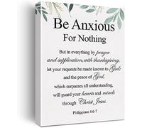 Christian Canvas Wall Art Philippians 4:6-7 Be Anxious for Nothing Canvas Print Positive Scripture Canvas Painting Home Wall Decor Framed Gift 12x16 Inch