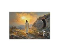 Christian Canvas Wall Art Resurrected Savior Leaves The Tomb Posters Religious Prints Jesus Painting Pictures16x24inch(40x60cm)