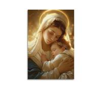 Christian Canvas Wall Art Virgin Mary Painting Prints Baby Jesus Picture God Portrait Poster Jesus Mother Artwork Church Wall Decor12x18inch(30x45cm)
