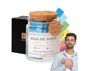 Christian Card Pot - Glass 6.5x6.5x9cm | Colorful Inspirational Note Pots with Bible Verses, Devotional Messages for Men and Women | Prayer, Faith, Gratitude, Festive Gift