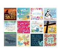 Christian Cards with Bible Verses, 12 Notelets with Envelopes, 11x11cm | Thank you, sympathy, thinking of you & encouragement; blank inside; religious Scripture multipack; printed in the UK