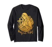 Christian Catholic Women Jesus Pray Like a Girl Religious Long Sleeve T-Shirt