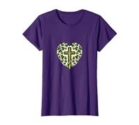 Christian Celtic Jesus Christ Cross T-Shirt, Women, Purple, X-Small