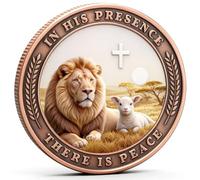 Christian Challenge Coin for Anxiety - 2-Sided Peace Coin with There is Peace in His Presence & John 14:27, Zinc Alloy Pocket Token for Men & Women, Military Gifts, Faith-Based Encouragement
