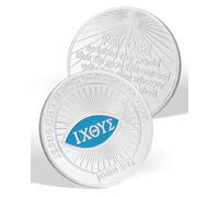 Christian Challenge Coin - John 3:16 Verse | Jesus Christ ICHTHYS Coin, Fish & Cross Design, Jesus Christ Savior, Devout Religious Gifts for Men & Women