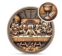 Christian Challenge Coin "The Last Supper" - Jesus Eucharist Religious Copper Token - Art God Pocket Bible Verses Coins for Learning - Happiness, Memorial Gifts for Men, Women, Kids