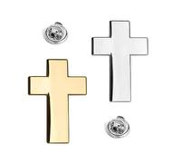 Christian Christ Cross Religious Metal Lapel Pin Badge - 1.8 x 1.2 cm - Available in Silver or Gold Finish