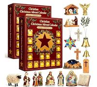 Christian Christmas Advent Calendar-24 Days of Bethlehem Story Ornaments,24 Days Countdown Calendar with Nativity Figurines & Scripture Crosses, For Families & Believers (2set)