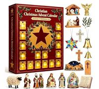 Christian Christmas Advent Calendar-24 Days of Bethlehem Story Ornaments,24 Days Countdown Calendar with Nativity Figurines & Scripture Crosses, For Families & Believers (1set)