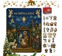 Christian Christmas Advent Calendar - Path to Bethlehem Advent Calendar, Jesus Advent Calendars 2025, 24-Pendant Nativity of Jesus Countdown Calendars (1pc)