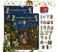 Christian Christmas Advent Calendar - Path to Bethlehem Advent Calendar, Jesus Advent Calendars 2025, 24-Pendant Nativity of Jesus Countdown Calendars (2pcs)