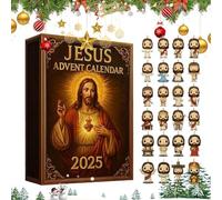 Christian Christmas Advent Calendars 2025, 24 Days 2D Acrylic Countdown Calendar with 24 Jesu Figurines for Christmas Tree Ornaments