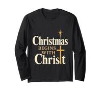 Christian Christmas Begins with Christ Nativity Gift Long Sleeve T-Shirt