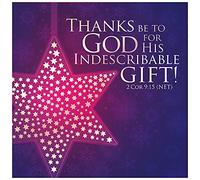 Christian Christmas cards - Indescribable Gift, 10 Christmas cards in pack, with Bible verse 2 Corinthians 9:15 inside these foiled religious Christmas cards, by Just Cards Direct