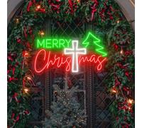 Christian Christmas for Sublimation, Merry Christmas Neon Sign Custom Wall Decor Personalized Gift for Kids