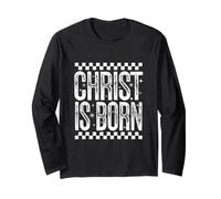 Christian Christmas Holiday Jesus Christ is Born Retro Long Sleeve T-Shirt