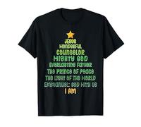 Christian Christmas Jesus Bible Names Christmas Tree Shaped T-Shirt