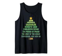Christian Christmas Jesus Bible Names Christmas Tree Shaped Tank Top