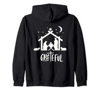 Christian Christmas Nativity, GRATEFUL, PRAISE Zip Hoodie