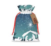 Christian Christmas Nativity Scene Christmas Drawstring Gift Bags Reusable Xmas Presents Storage Bags Party Favorstags 4.7 * 6.9ins