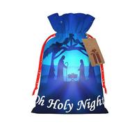 Christian Christmas Nativity Scene O Holy Night Christmas Drawstring Gift Bags Reusable Xmas Presents Storage Bags Party Favorstags 4.7 * 6.9ins
