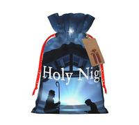 Christian Christmas Nativity Scene O Holy Night Christmas Drawstring Gift Bags Reusable Xmas Presents Storage Bags Party Favorstags 4.7 * 6.9inm