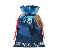 Christian Christmas Nativity Scene O Holy Night Christmas Drawstring Gift Bags Reusable Xmas Presents Storage Bags Party Favorstags 4.7 * 6.9inm