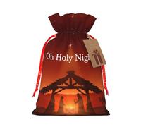 Christian Christmas Nativity Scene O Holy Night Christmas Drawstring Gift Bags Reusable Xmas Presents Storage Bags Party Favorstags 4.7 * 6.9inm