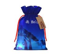Christian Christmas Nativity Scene O Holy Night Christmas Drawstring Gift Bags Reusable Xmas Presents Storage Bags Party Favorstags 4.7 * 6.9ins