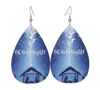 Christian Christmas Nativity Scene O Holy Night Leather Earrings For Women Water Drop Earrings Lightweight Dangle Earrings Jewelry