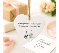 Christian Christmas Ornament Acrylic Heart - “Every good is from above” James 1:17, Religious Quote Gift, Faith Home Decoration Keepsake