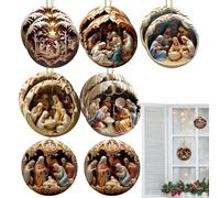 Christian Christmas Ornaments | 12X Wooden Nativity Scene Ornaments Easter Home Decor, Christmas Tree Decorations, Car Pendant for Home Door Wall Decoration