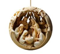Christian Christmas Ornaments, 2D Acrylic Nativity Scene Pendant, Christmas Decoration - For Winter Holidays Home Car Backpack Church Wall Celebration