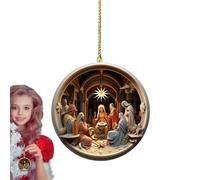 Christian Christmas Ornaments - 2D Acrylic Religious Decorations - Nativity Scene Christmas Tree Decoration | for the Home, Garden Tree, Easter, Holiday, Books, Interior of the Car, Handle of the Door
