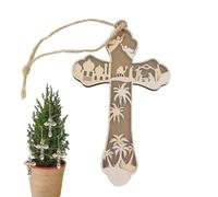Christian Christmas Ornaments,2D Wood Christmas Tree Ornaments Jesus Decor - Creative Christian Christmas Decorations, Christmas Tree Ornaments For Family, Friends