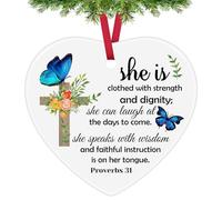 Christian Christmas Ornaments Christian Gifts for Women Bible Verses Ceramic Ornament Inspirational Gift for Girls Daughter Friends Sisters Cousin Coworker Baptism Faith Gifts Spiritual Religious Gift