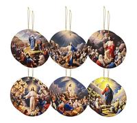 Christian Christmas Ornaments - Christmas Wooden Pendants - Christian Religious Jesus Decor for School Rearview Mirror Window Tree Wall Wedding Car Bedroom Home