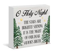 Christian Christmas Sign Decor Jesus Christmas Xmas O Holy Night Wood Block Sign Home Table Shelf Decoration