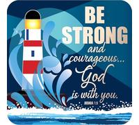 Christian Coasters, Pack of 6 cork coasters, with Bible verse or inspirational words. Beautiful Christian gifts for women or men, by Just Cards Direct (Lighthouse)