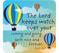 Christian Coasters, Pack of 6 cork coasters, with Bible verse or inspirational words. Beautiful Christian gifts for women or men, by Just Cards Direct (Watch Over)