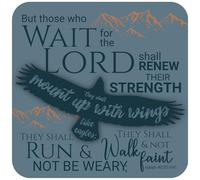 Christian Coasters, Pack of 6 cork coasters, with Bible verse or inspirational words. Beautiful Christian gifts for women or men, by Just Cards Direct (Eagles)