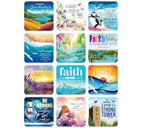Christian Coasters set of 12, each of a different design, with Bible verses or inspirational words. Beautiful Christian gifts for women or men, by Just Cards Direct (C485)